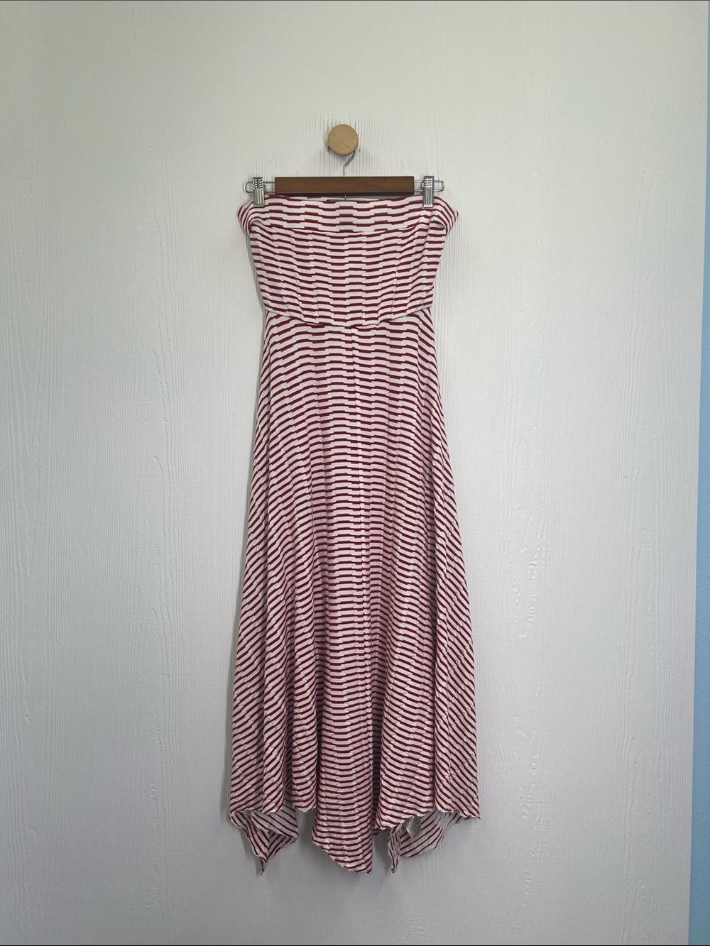 Anthropologie - Maeve Caleta Strapless Red And White Stripe Midi Dress Size SM - Picture 3 of 12